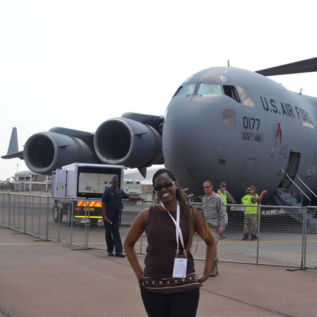 Makhosazana demonstrating to young women that they can aim for the skies